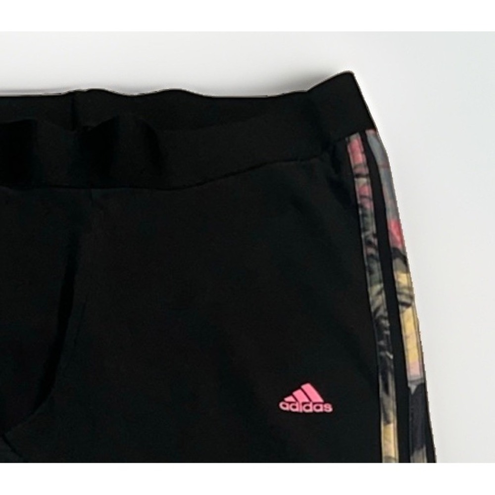 adidas Women's 2XL Tri-Stripe Leggings Black Floral Stripe Athletic Pants XXL